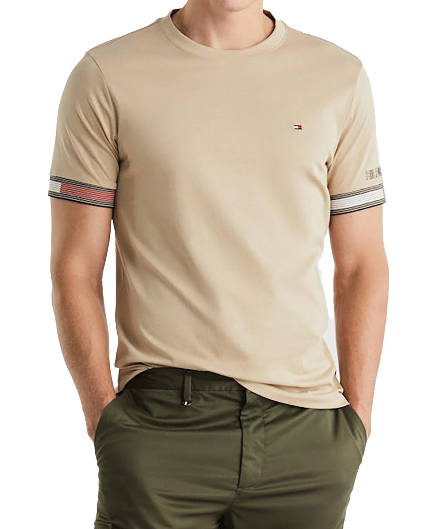 T-shirt flag cuff beige - CityModa